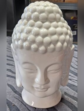 White Ceramic Buddha Head Statue
